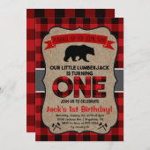 ランバージャックファースト誕生日招待状 招待状 (正面/裏面)