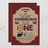 ランバージャックファースト誕生日招待状 招待状 (正面/裏面)