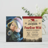 ランバージャックフォーエバーワイルド誕生日ベアーウッドランド 招待状 (スタンド正面)