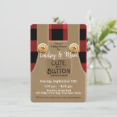 ランバージャックフランネルかわいいボタンベイビーシャワー 招待状 (スタンド正面)