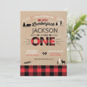 ランバージャックフランネルファースト誕生日招待状 招待状 (スタンド正面)