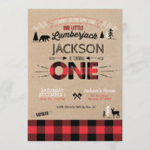 ランバージャックフランネルファースト誕生日招待状