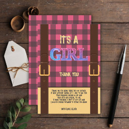 ランバージャックフランネル素朴の赤ちゃんシャワー サンキューカード