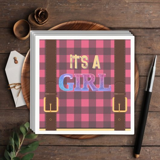 ランバージャックフランネル素朴の赤ちゃんシャワー スタンダードカクテルナプキン