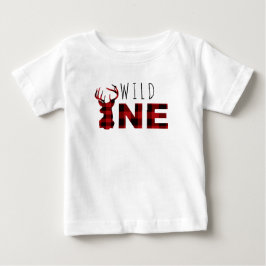 ランバージャックプレイドワイルドワン |最初の誕生日 ベビーTシャツ