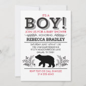 ランバージャックベアーベイビーシャワー招待状 招待状 (正面)