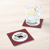 ランバージャックベア男の赤ちゃんシャワーコースター スクエアペーパーコースター (インサイチュ)