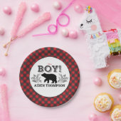 ランバージャックベア男の赤ちゃんシャワープレート ペーパープレート (パーティー)