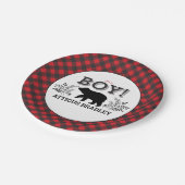 ランバージャックベア男の赤ちゃんシャワープレート ペーパープレート (アングル)