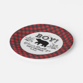 ランバージャックベア男の赤ちゃん素朴シャワープレート ペーパープレート (アングル)