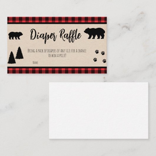 ランバージャックベビーシャワーおむつラッフルサイン 名刺 (正面/裏面)