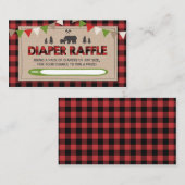 ランバージャックベビーシャワーオムツラッフルウッドランドボーイ エンクロージャーカード (正面/裏面)