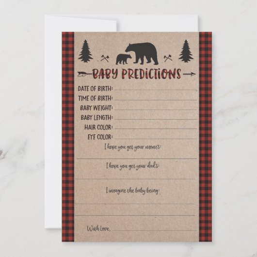 ランバージャックベビー予測赤ちゃんシャワーゲーム 招待状 (正面)