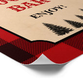 ランバージャックホットココアバーパーティーサインレッドプレイド ポスター (角)