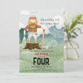 ランバージャックマウンテンズバッファロープレイド子供の誕生日 招待状 (スタンド正面)