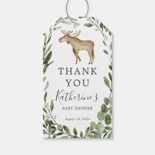 ランバージャックムースベビーシャワーメッセージカード ギフトタグ (正面)