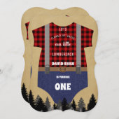 ランバージャックレッドバッファロベビースーツ1位誕生日 招待状 (正面/裏面)