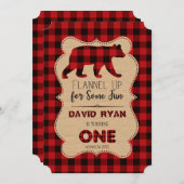 ランバージャックレッドバッファロープレイド誕生日ワン招待状 招待状 (正面/裏面)