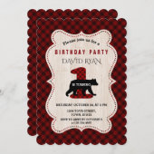 ランバージャックレッドバッファローベア誕生日1 招待状 (正面/裏面)