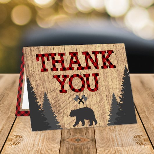 ランバージャックレッドブラックバッファロープレイド誕生日 サンキューカード