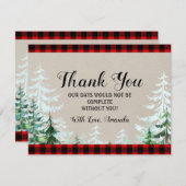 ランバージャックレッドプレイドベビーシャワーサンキューカード サンキューカード (正面/裏面)