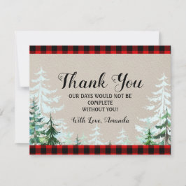 ランバージャックレッドプレイドベビーシャワーサンキューカード サンキューカード