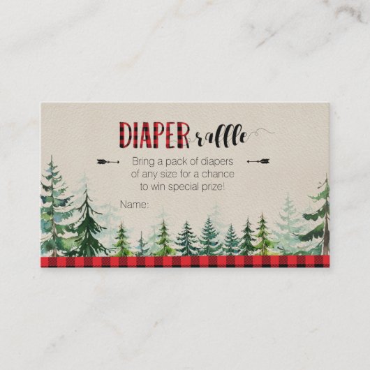 ランバージャックレッドプレイド – おむつラッフルカード エンクロージャーカード (正面)