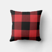 ランバージャックレッド&ブラックウッドスマンタータンチェックプレイド クッション (裏面)