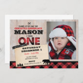 ランバージャックワイルドネスファースト誕生日招待状 招待状 (正面/裏面)