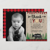 ランバージャックワイルドワンベア誕生日サンキューカード 招待状 (正面/裏面)