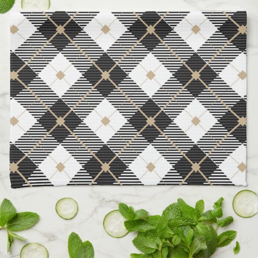 ランバージャック白黒格子模様 キッチンタオル (折り畳み)