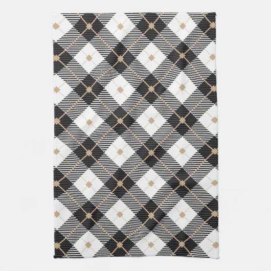 ランバージャック白黒格子模様 キッチンタオル (縦)