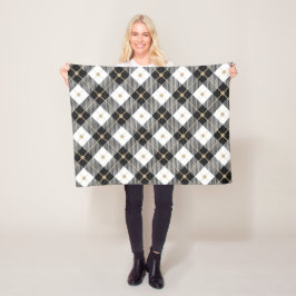 ランバージャック白黒格子模様 フリースブランケット