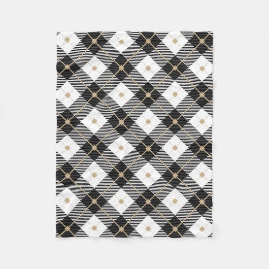 ランバージャック白黒格子模様 フリースブランケット (正面)