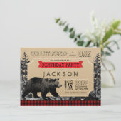 ランバージャック誕生日バッファロープレイドリトルベア 招待状 (スタンド正面)