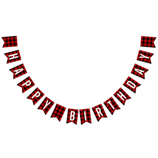 ランバージャック誕生日プレイド バンティングフラッグ (全)