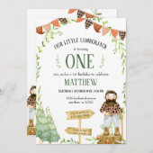 ランバージャック誕生日招待状とレッドプレイド 招待状 (正面/裏面)