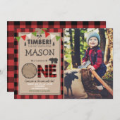 ランバージャック誕生日招待状ウッドランド誕生日 招待状 (正面/裏面)