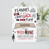 ランバージャック誕生日招待状バッファロープレイドボーイ 招待状 (スタンド正面)