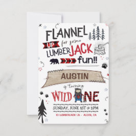 ランバージャック誕生日招待状バッファロープレイドボーイ 招待状