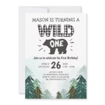ランバージャック誕生日招待状ワイルドワンフォレスト