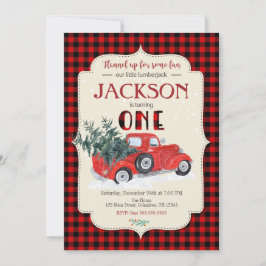 ランバージャック誕生日招待状/レッドトラック 招待状