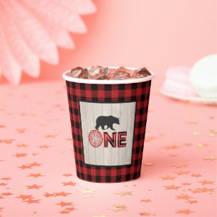 ランバージャック誕生日紙カップ – ONE - Bear 紙コップ