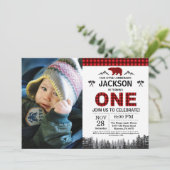 ランバージャック1st誕生日招待状ベアーウッドランド 招待状 (スタンド正面)