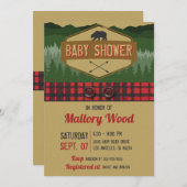 ランバージャッ素朴クウッドランドベビーシャワー招待状 招待状 (正面/裏面)
