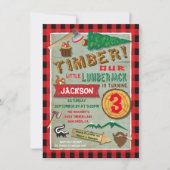 ランバージャッ素朴クウッドランド誕生日招待状 招待状 (正面)