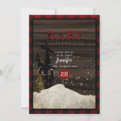 ランバージャッ素朴クバッファロープレイドスタッグベビーシャワー 招待状 (正面)