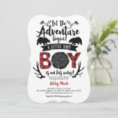 ランバージャッ素朴クバッファロープレイド男の赤ちゃんシャワー 招待状 (スタンド正面)