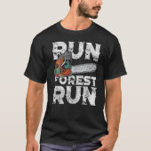 ランバージャッ走クチェーンソーおもしろい森林 Tシャツ (正面)