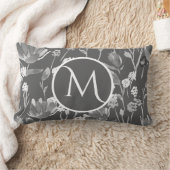 ランバーモノグラムイニシャルロマンチックグレーフローラ ランバークッション (ブランケット)